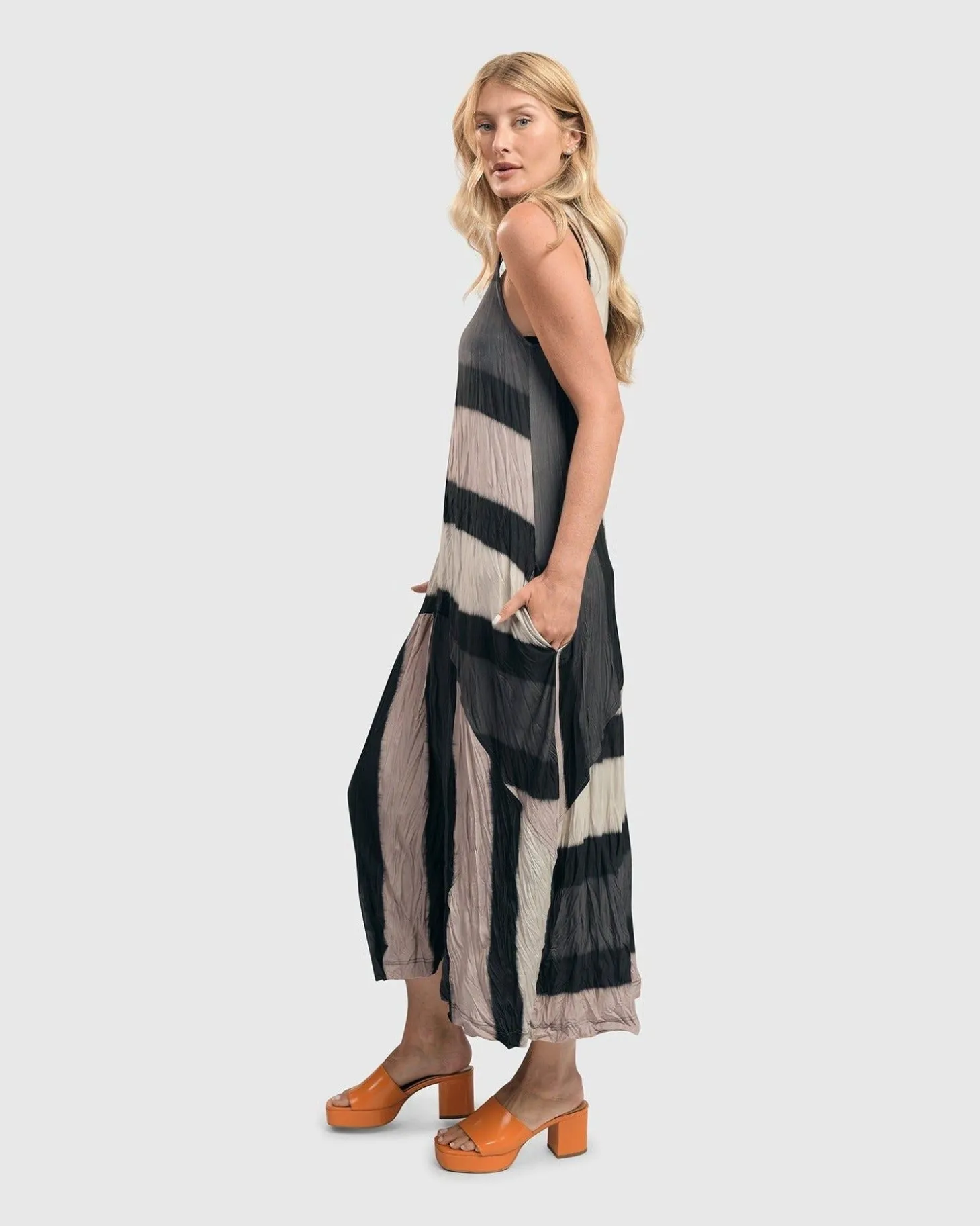 Charlie Crinkle Tank Dress, Stripe