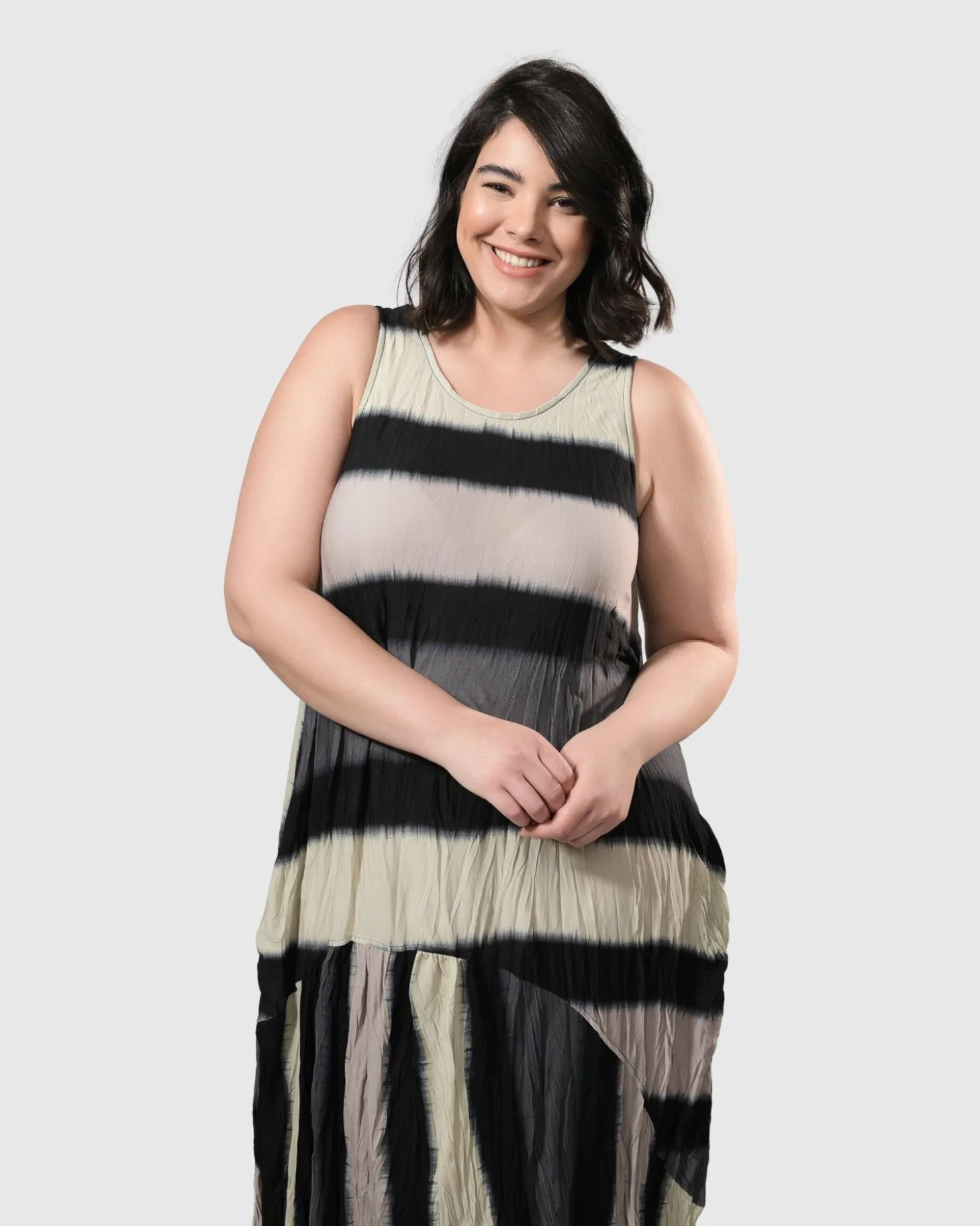 Charlie Crinkle Tank Dress, Stripe