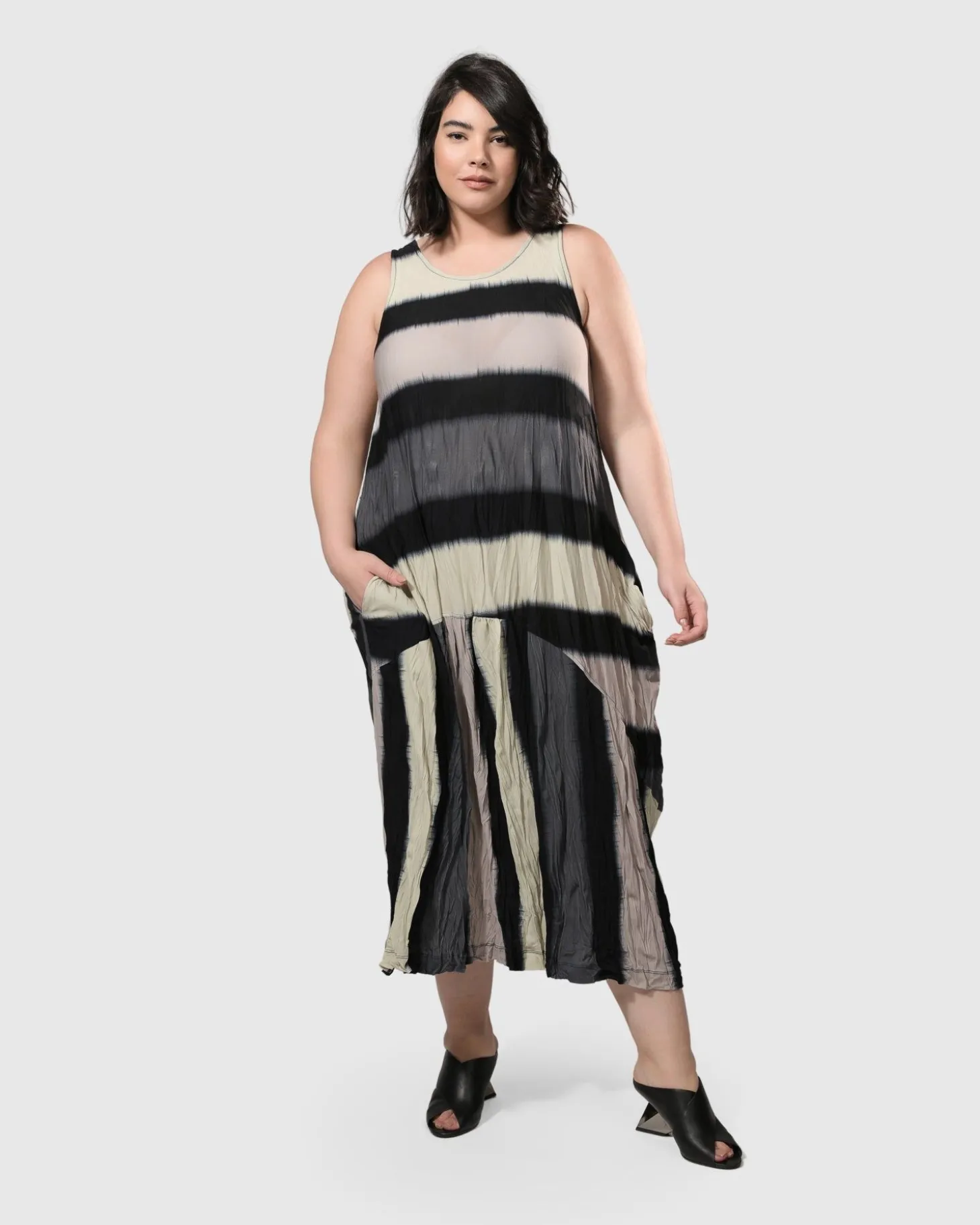 Charlie Crinkle Tank Dress, Stripe