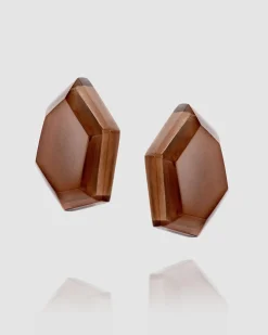Cinnamon Faceted Clip Earrings, Brown
