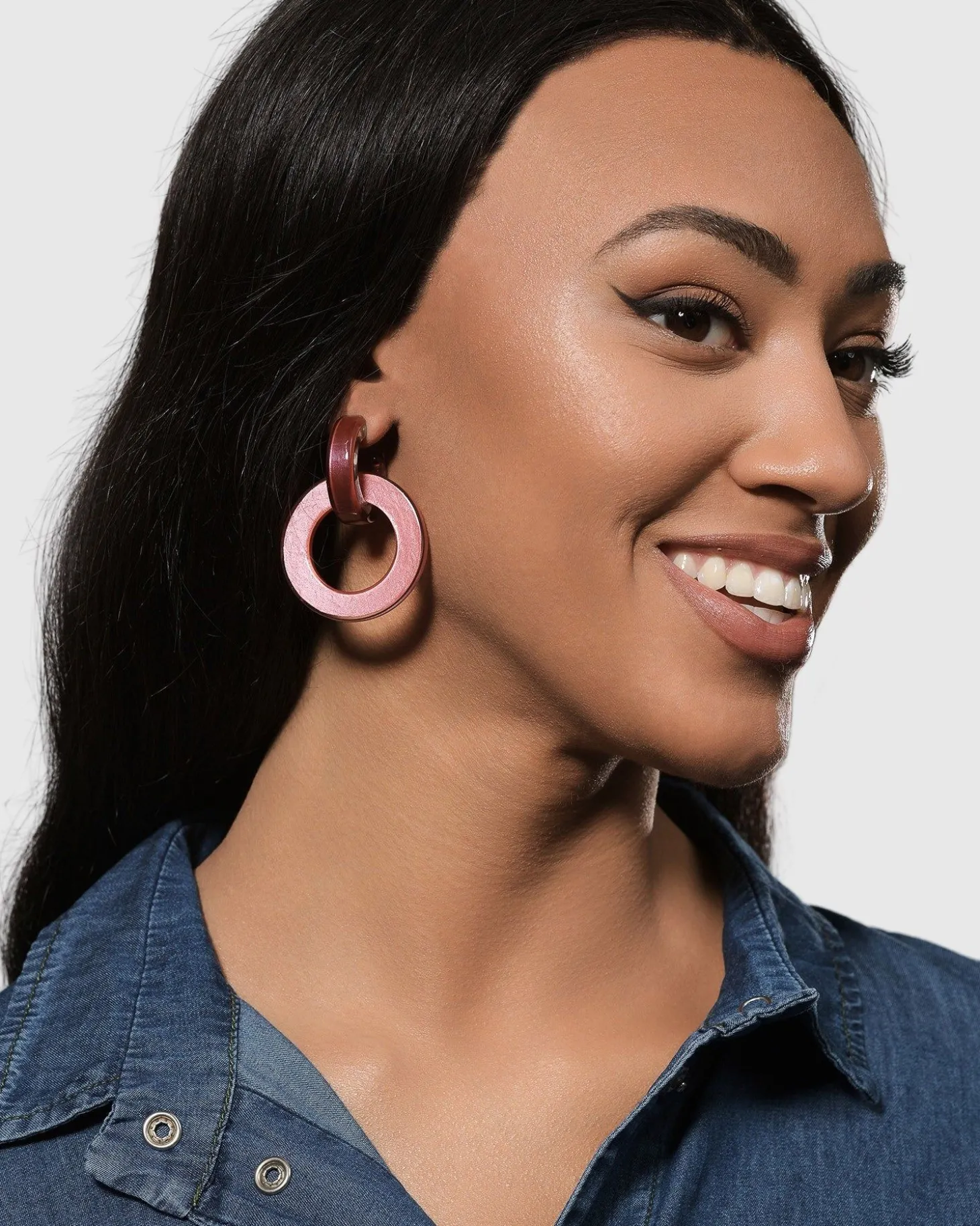 Circle Duet Earrings, Coral