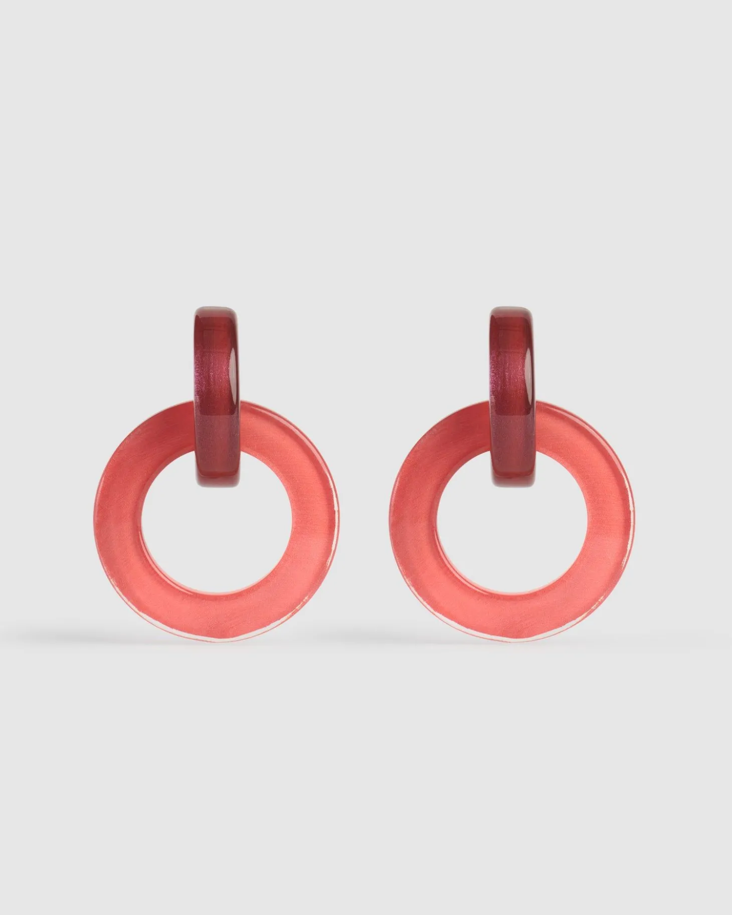 Circle Duet Earrings, Coral