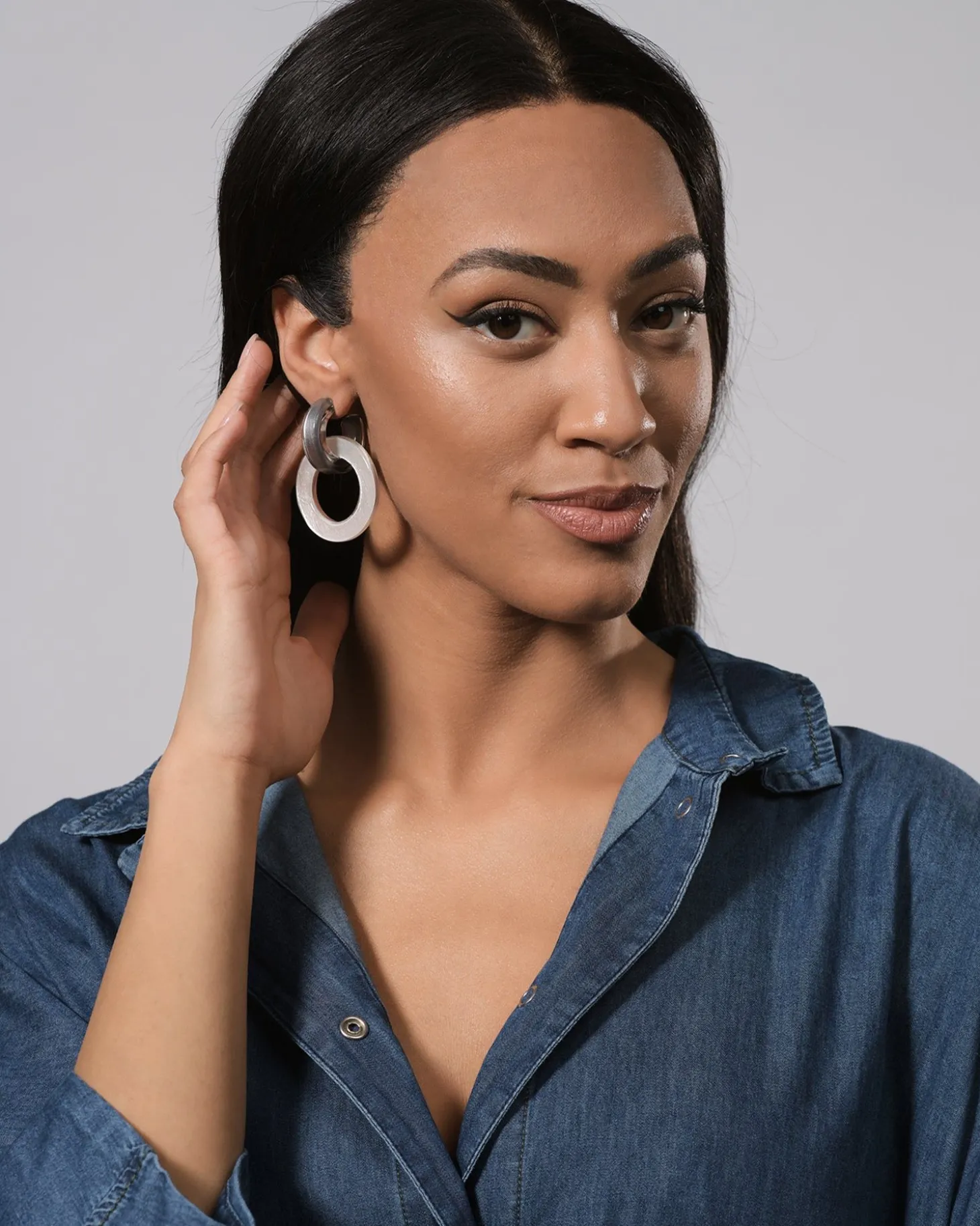 Circle Duet Earrings, Frost