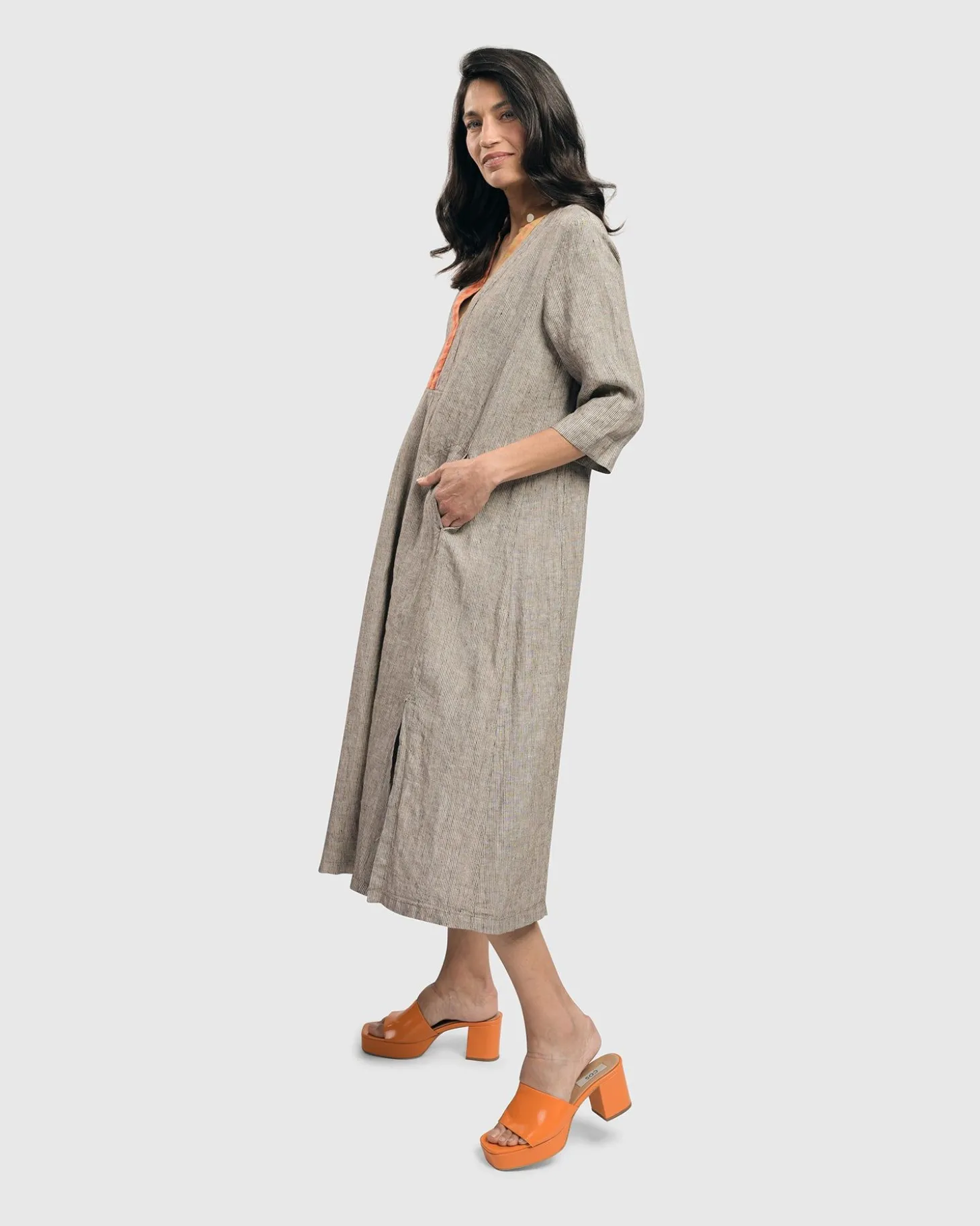 Cool Breeze Linen Maxi Dress, Ecru
