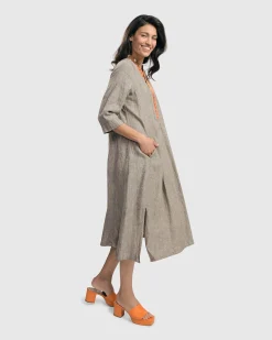 Cool Breeze Linen Maxi Dress, Ecru