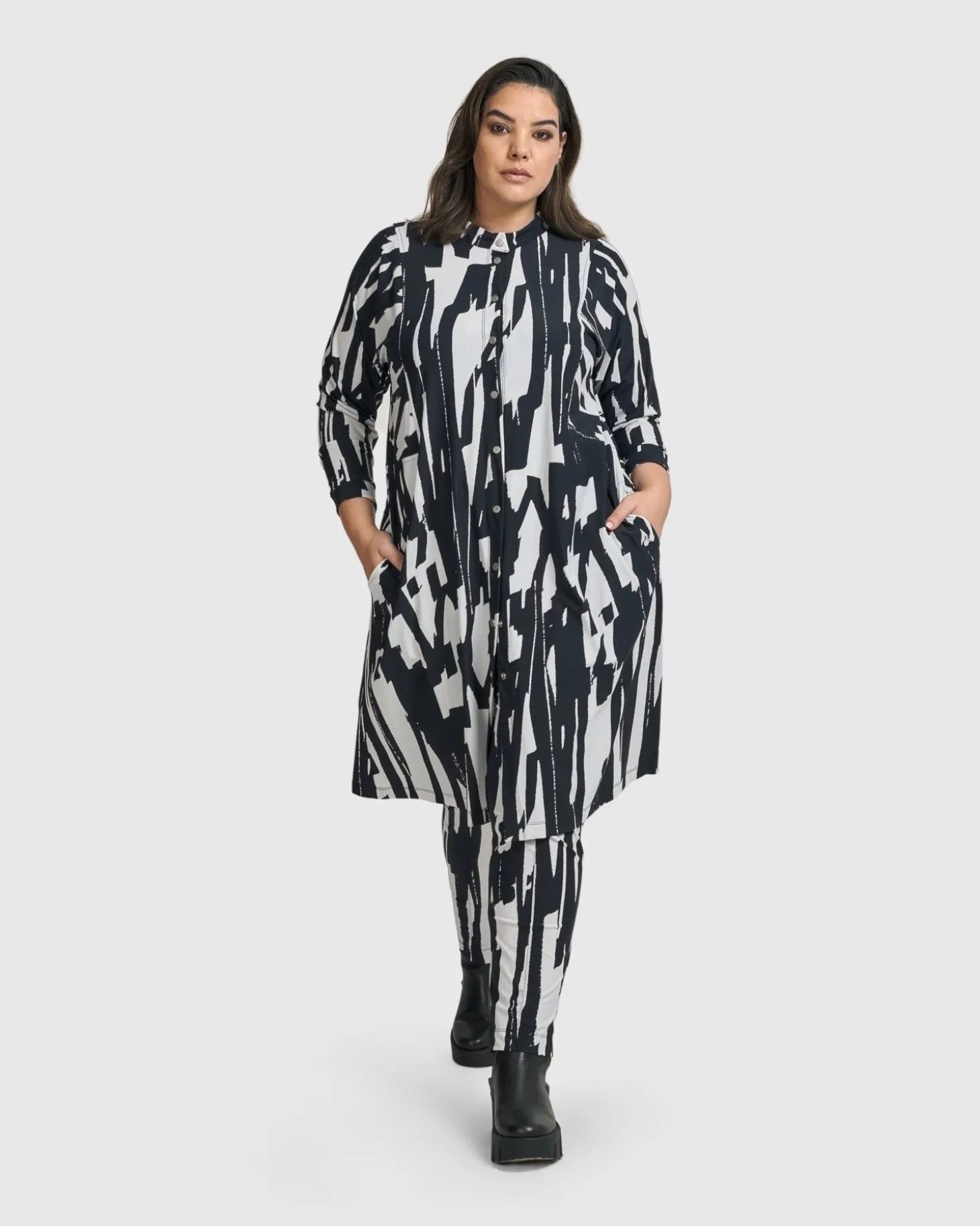 Cyber Shirt Dress, Brush