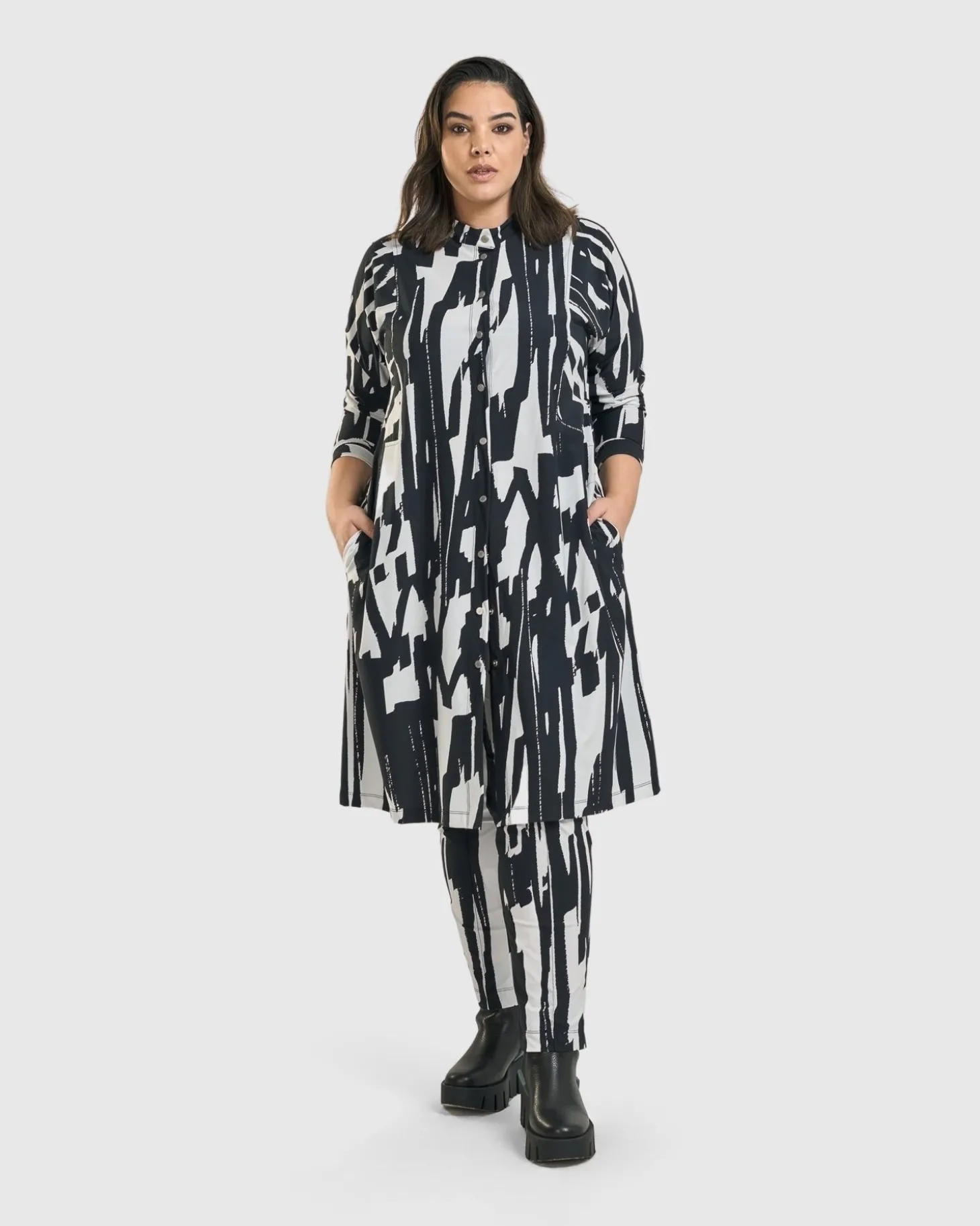 Cyber Shirt Dress, Brush