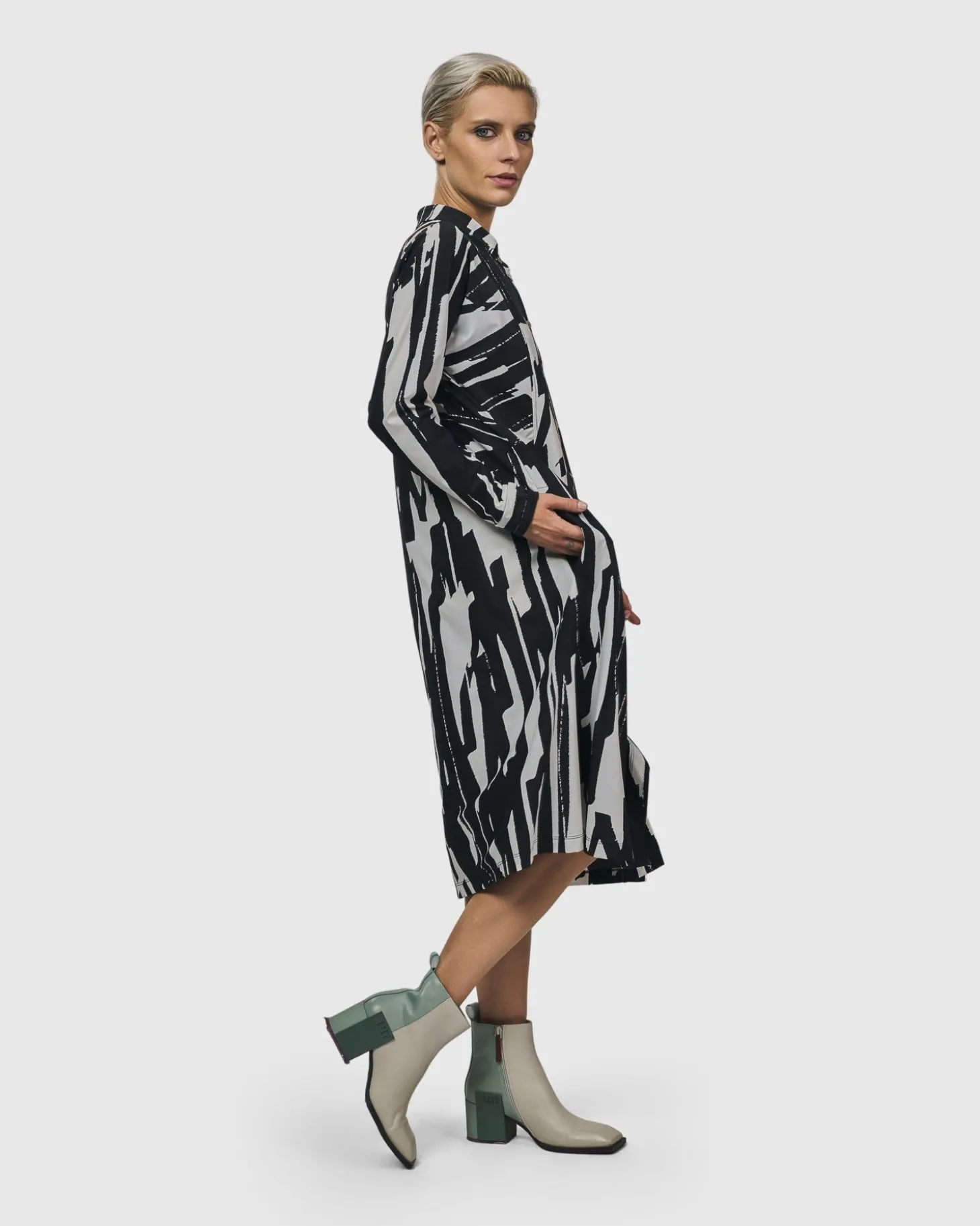 Cyber Shirt Dress, Brush