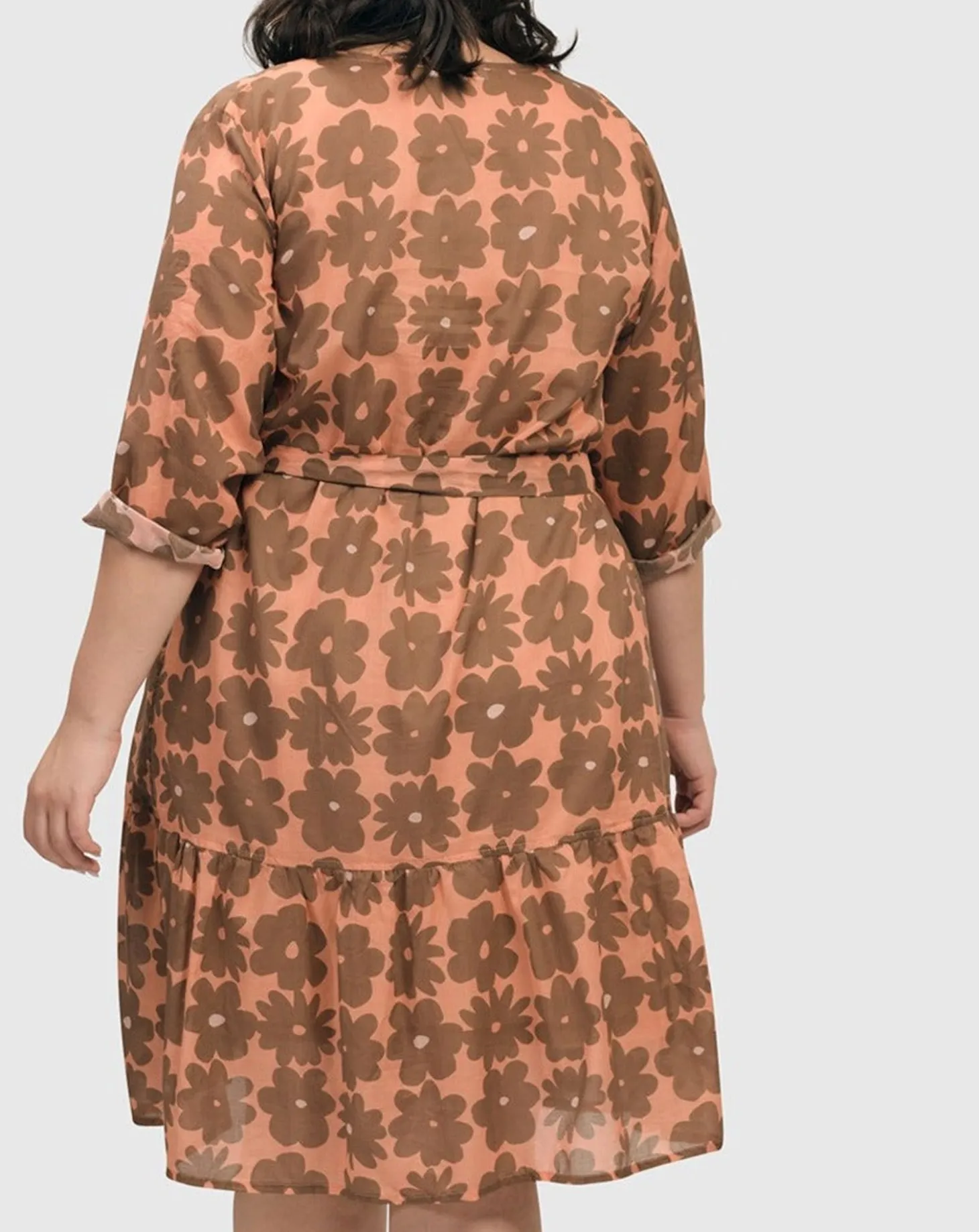 Dahlia Cotton Voile Swing Dress, Peach/Earth