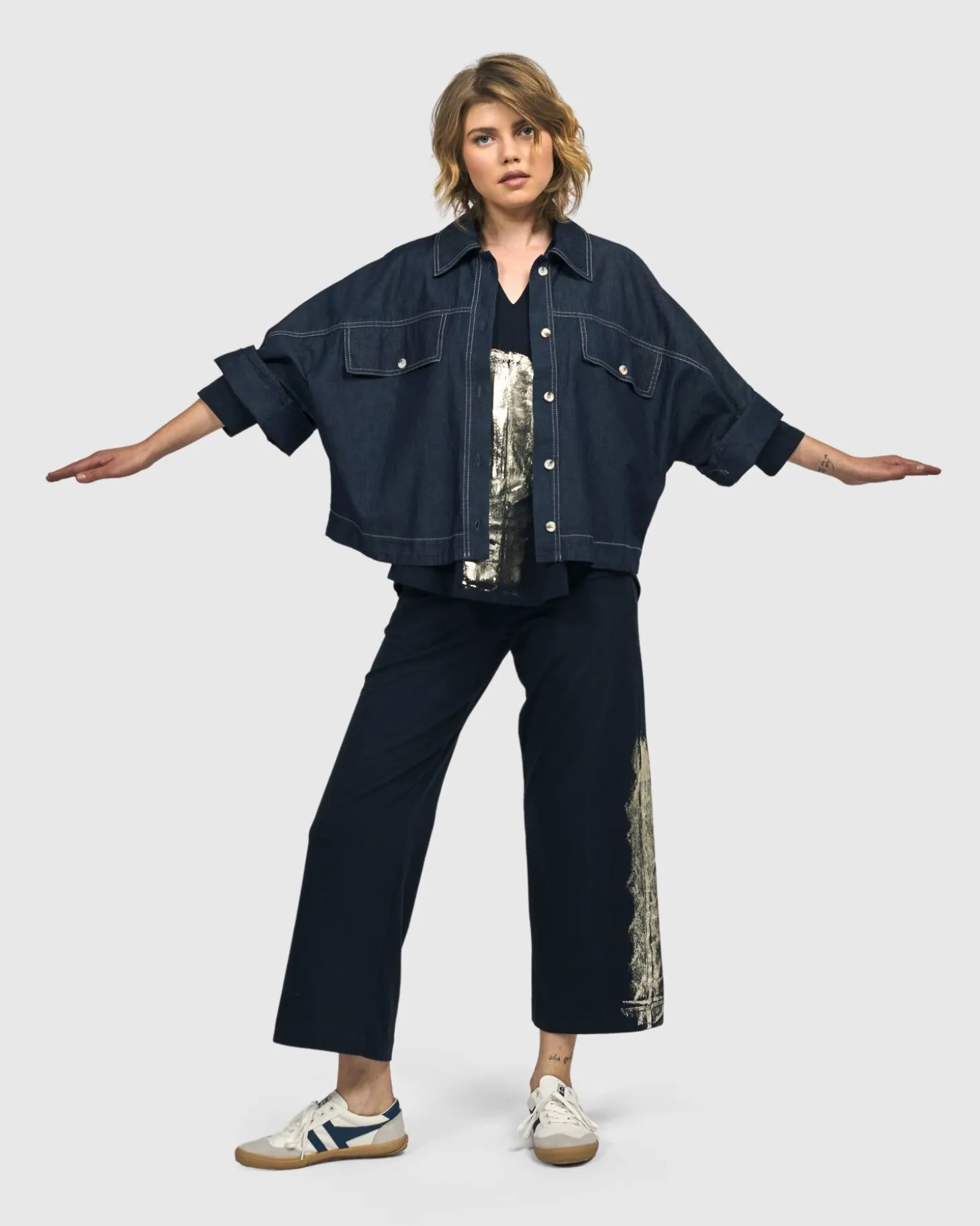 Dallas Cropped Shirt Jacket, Denim