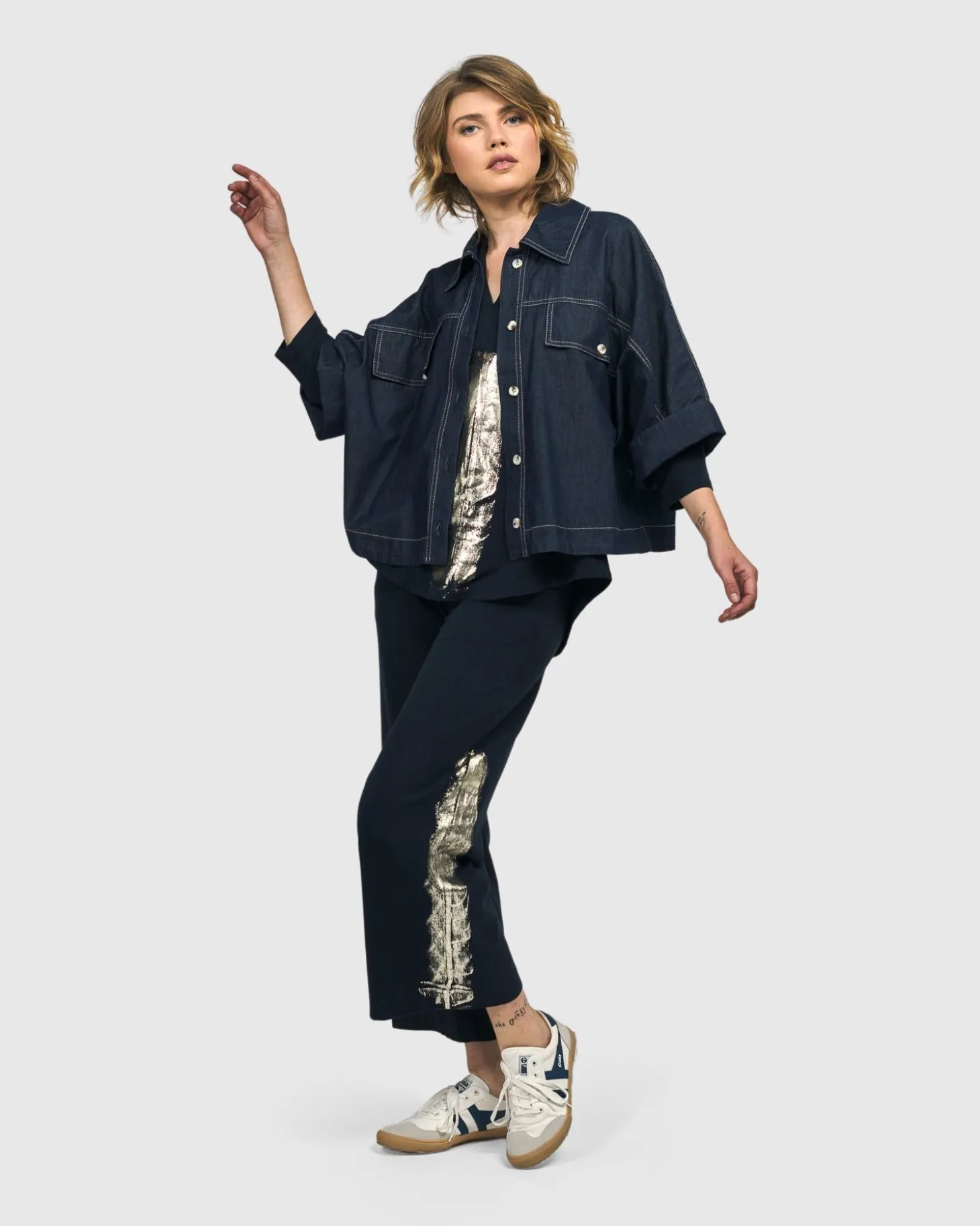 Dallas Cropped Shirt Jacket, Denim