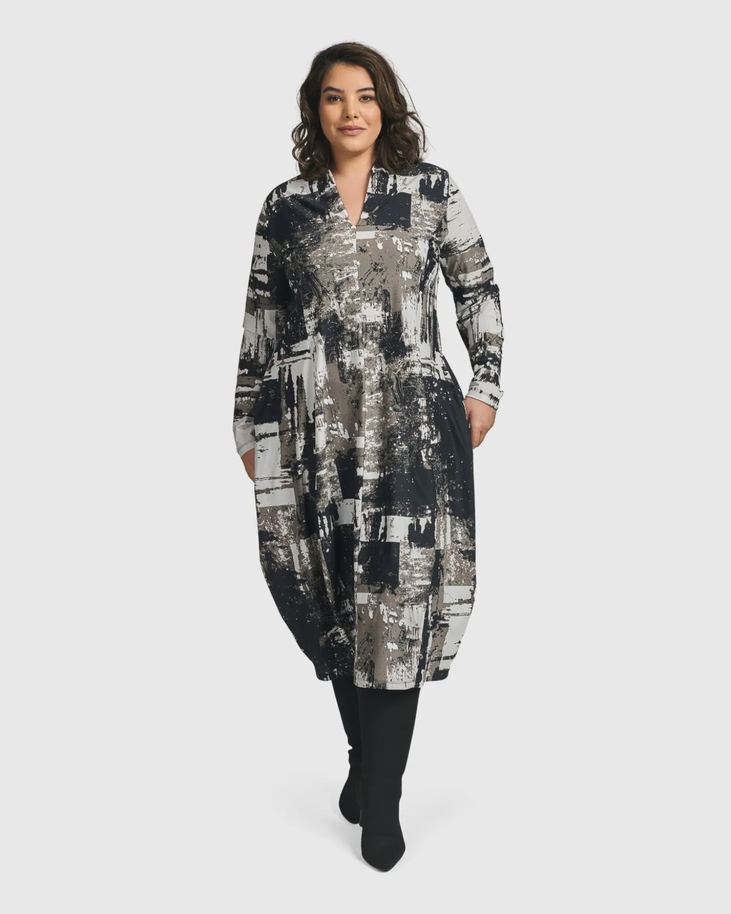Digi Cocoon Dress, Marble
