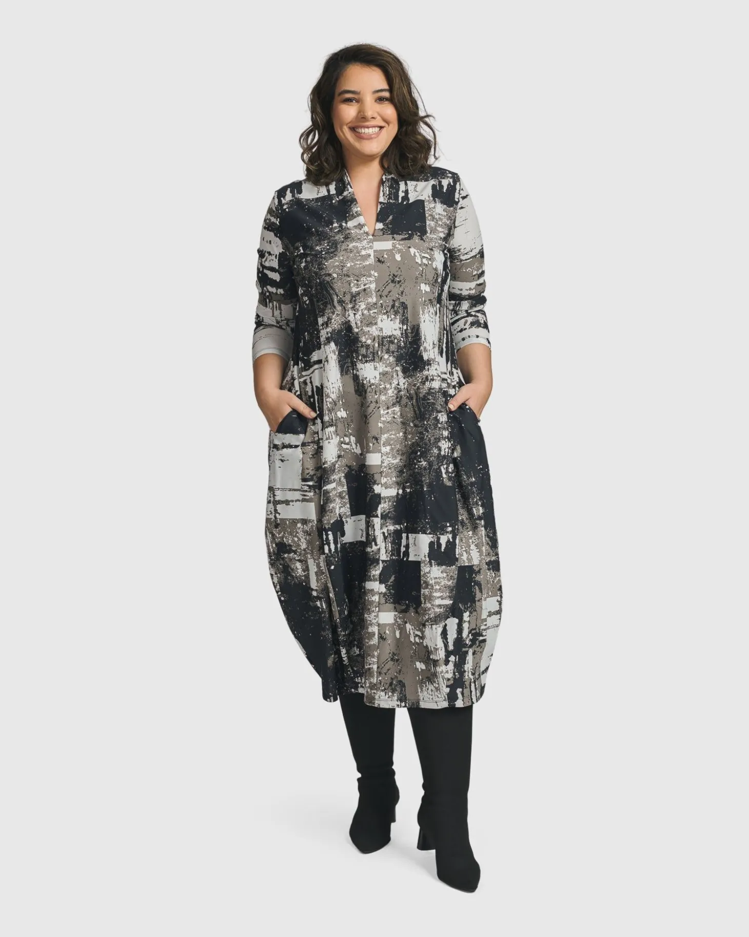 Digi Cocoon Dress, Marble