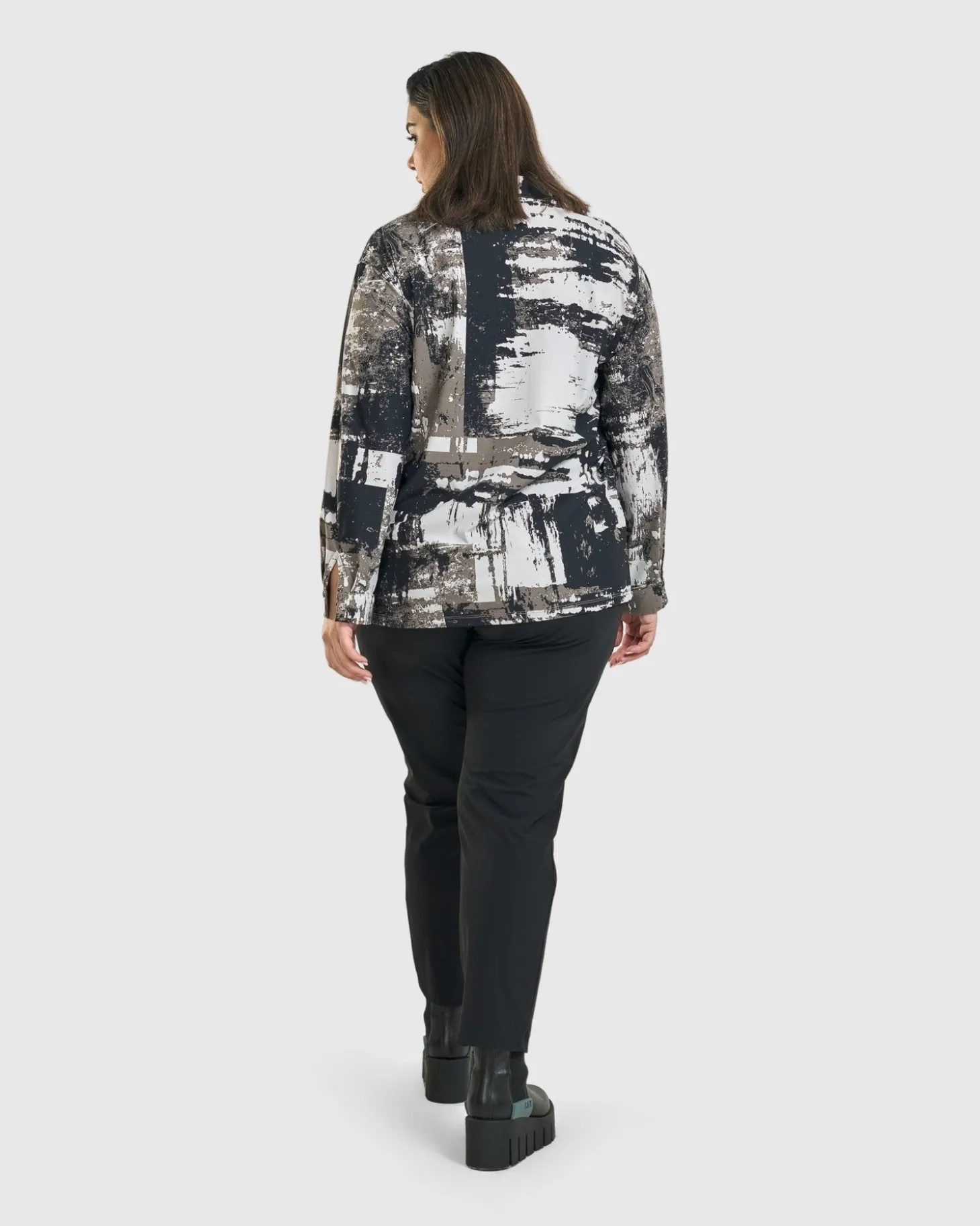 Digi V-Neck Pullover Top, Marble