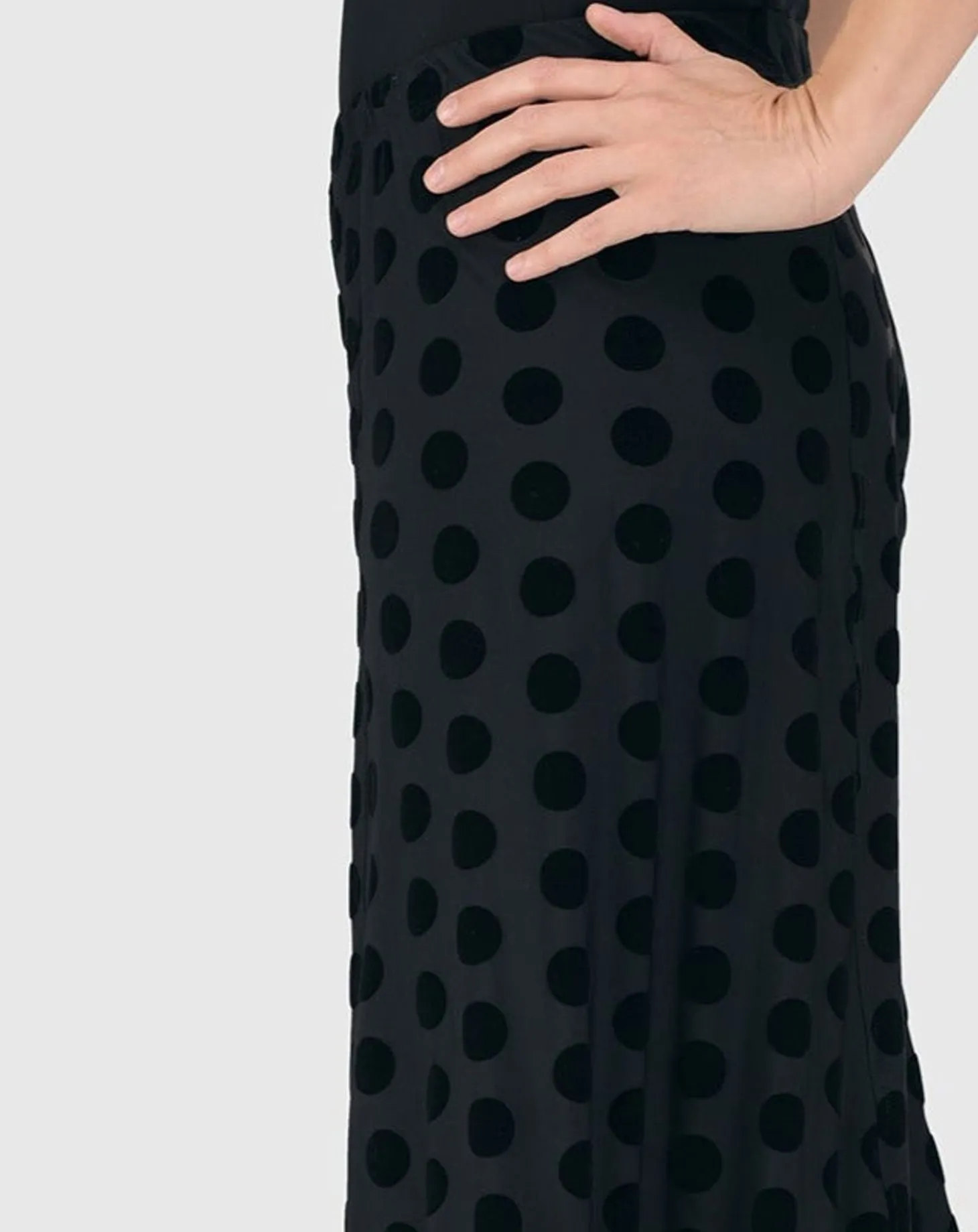 Dot Flocked Punto Pants, Black