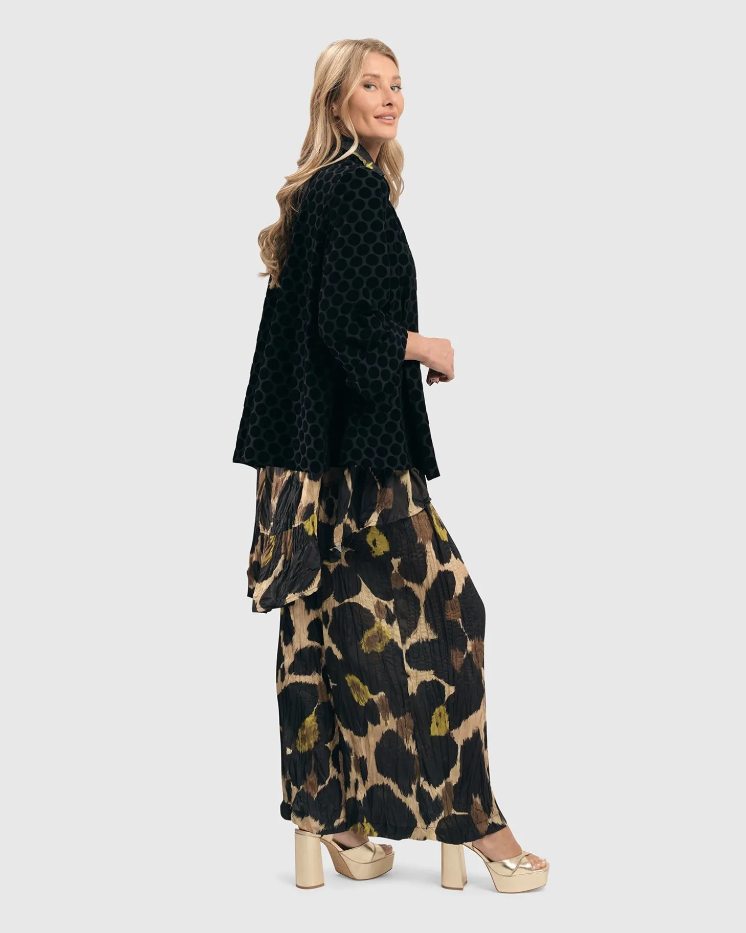 Dot Flocked Swing Jacket, Black