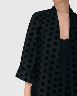 Dot Flocked Swing Jacket, Black