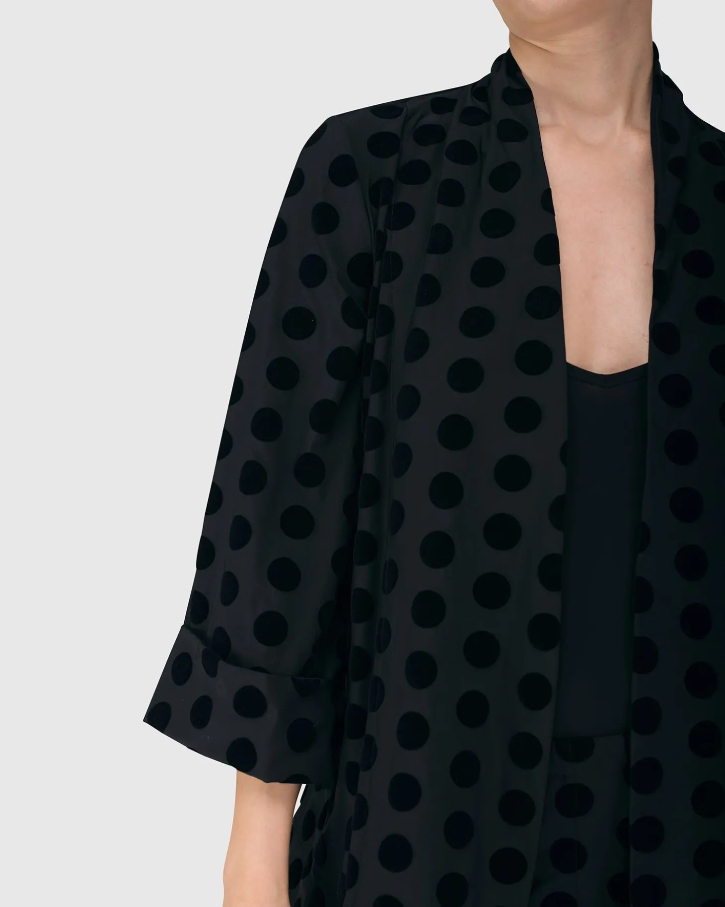 Dot Flocked Swing Jacket, Black