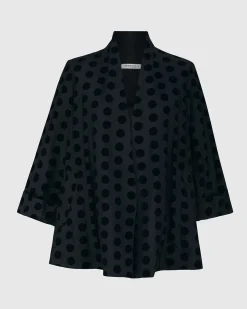 Dot Flocked Swing Jacket, Black