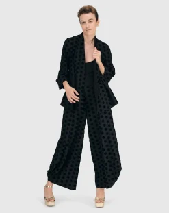 Dot Flocked Swing Jacket, Black