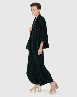 Dot Flocked Swing Jacket, Black