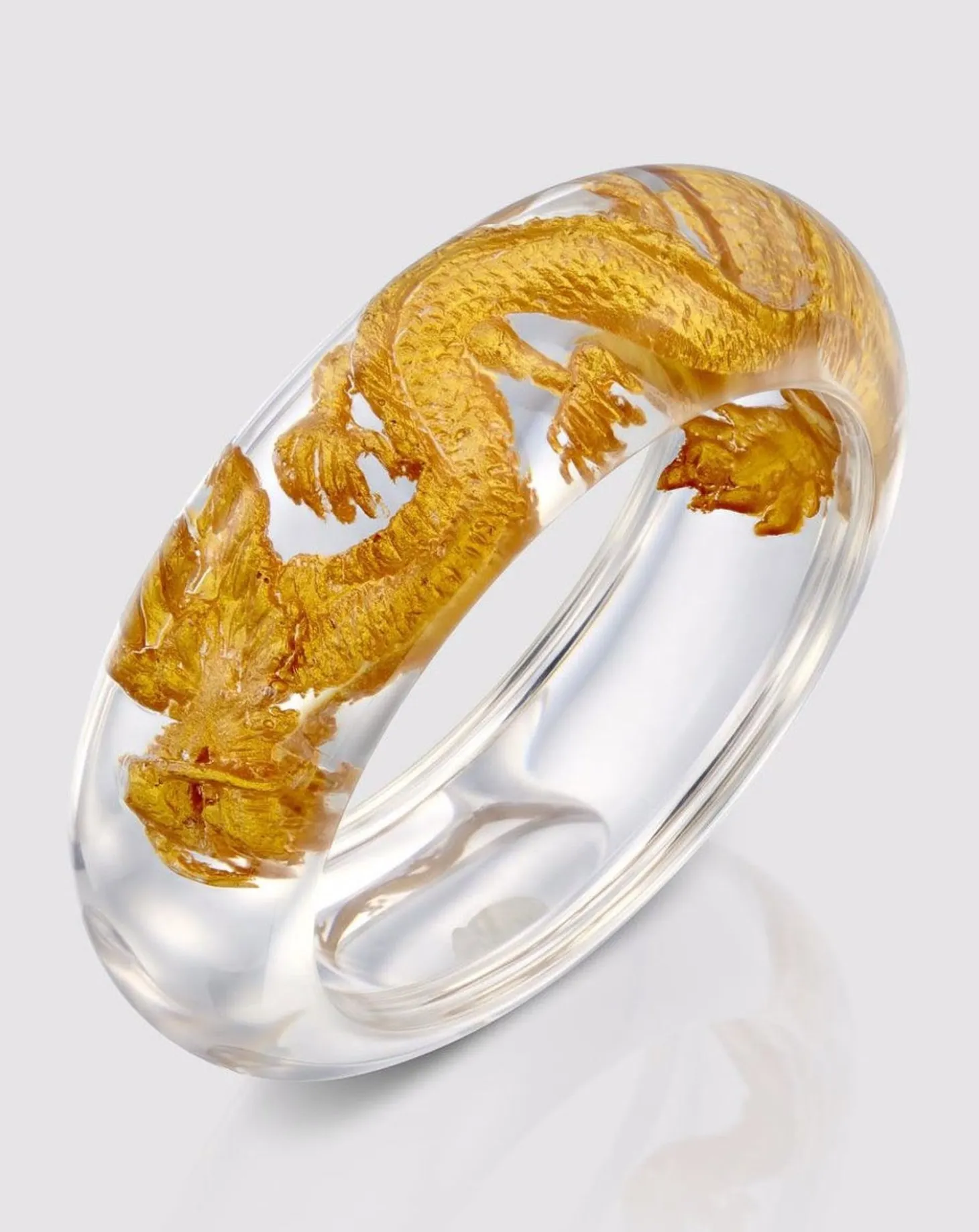 Dragon Inlay Bangle Bracelet, Gold