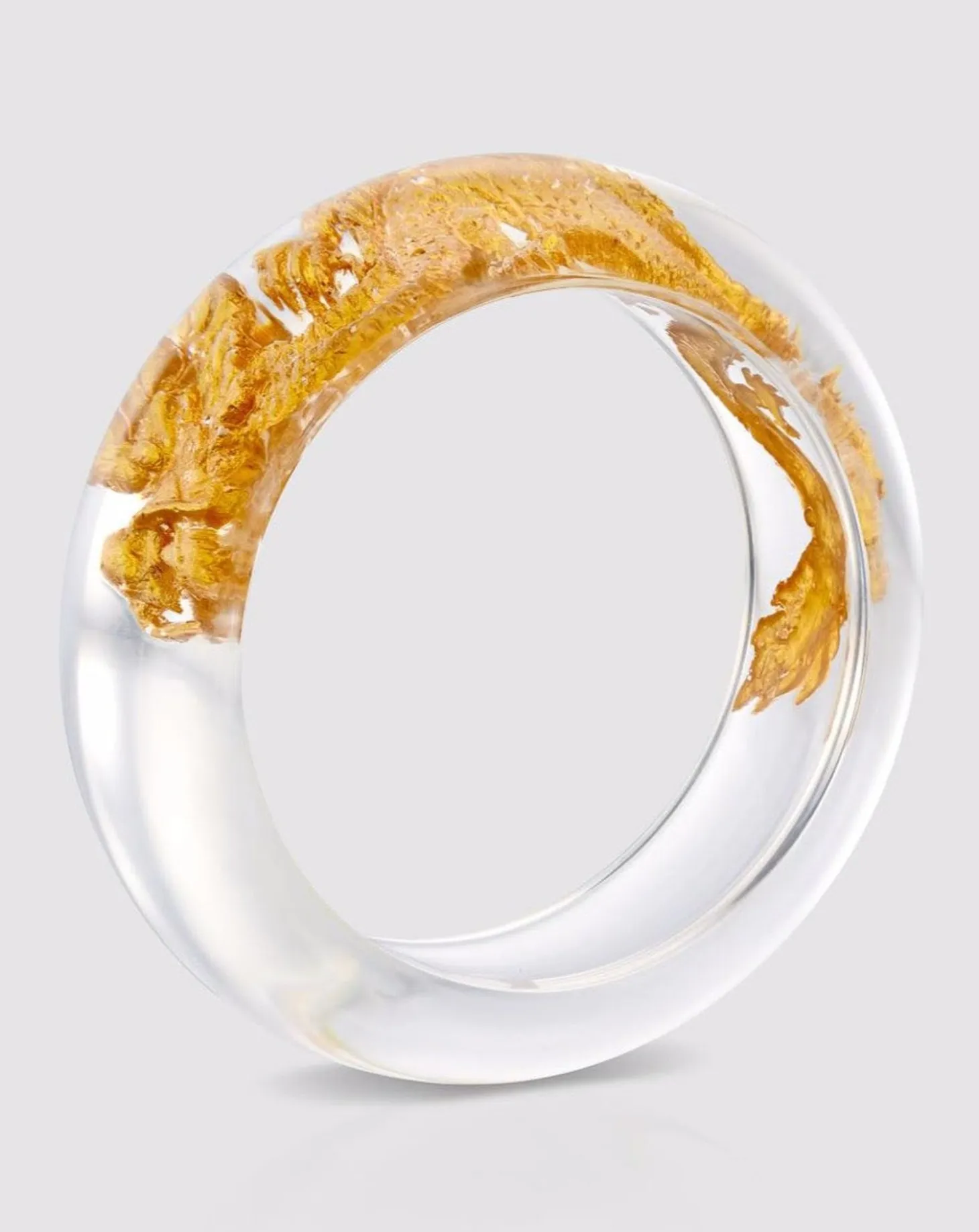 Dragon Inlay Bangle Bracelet, Gold