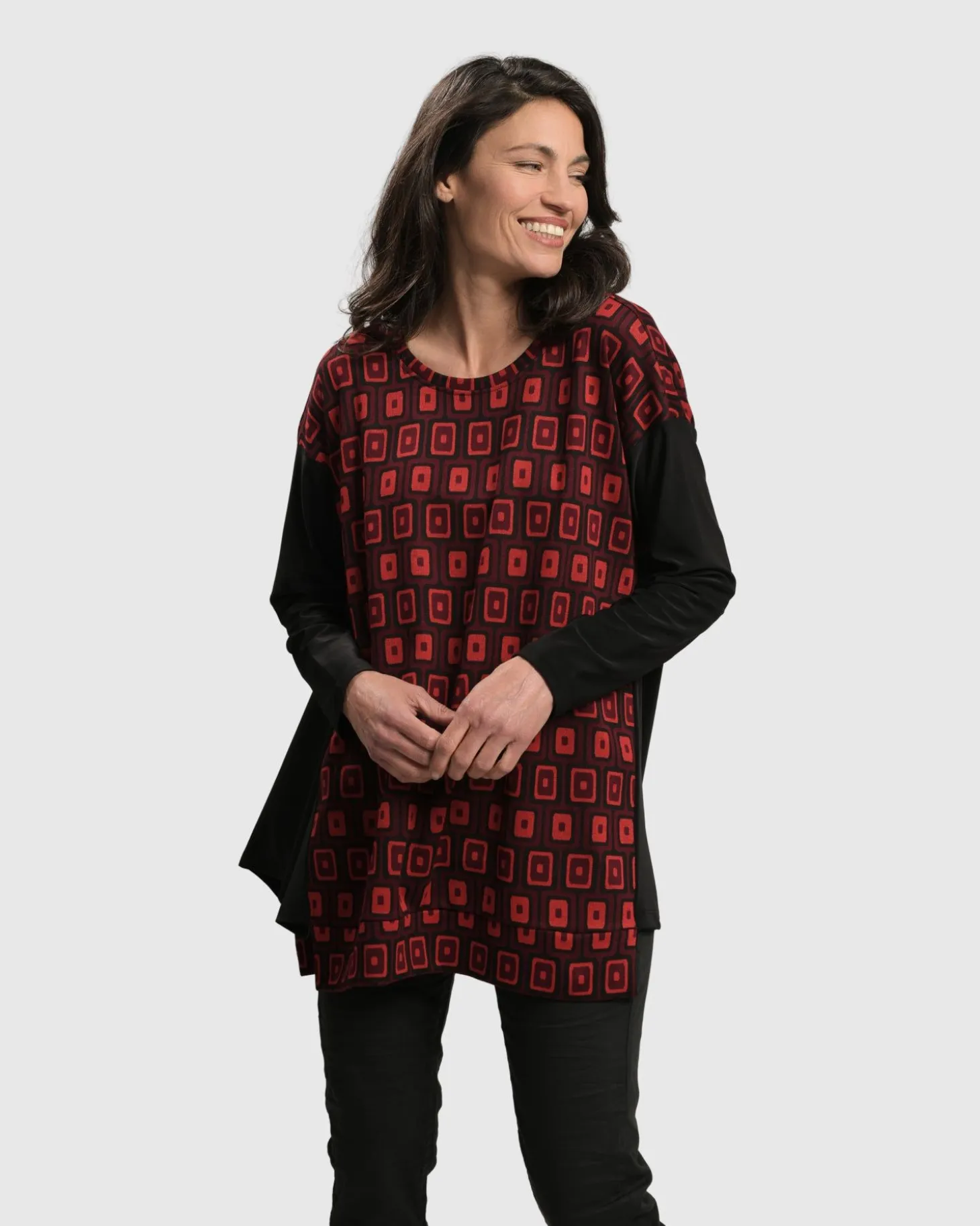 Dynamite Days Swing Tunic Top, Red