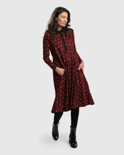 Dynamite Shirt Dress, Red