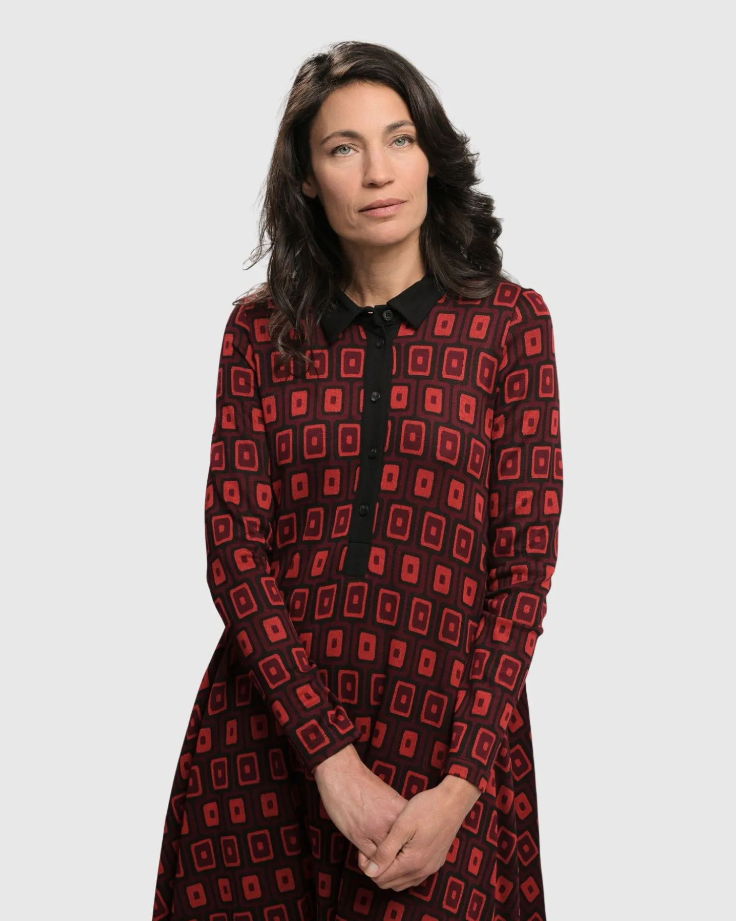 Dynamite Shirt Dress, Red
