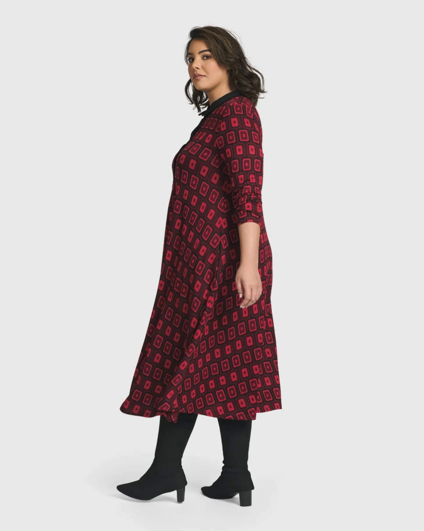 Dynamite Shirt Dress, Red