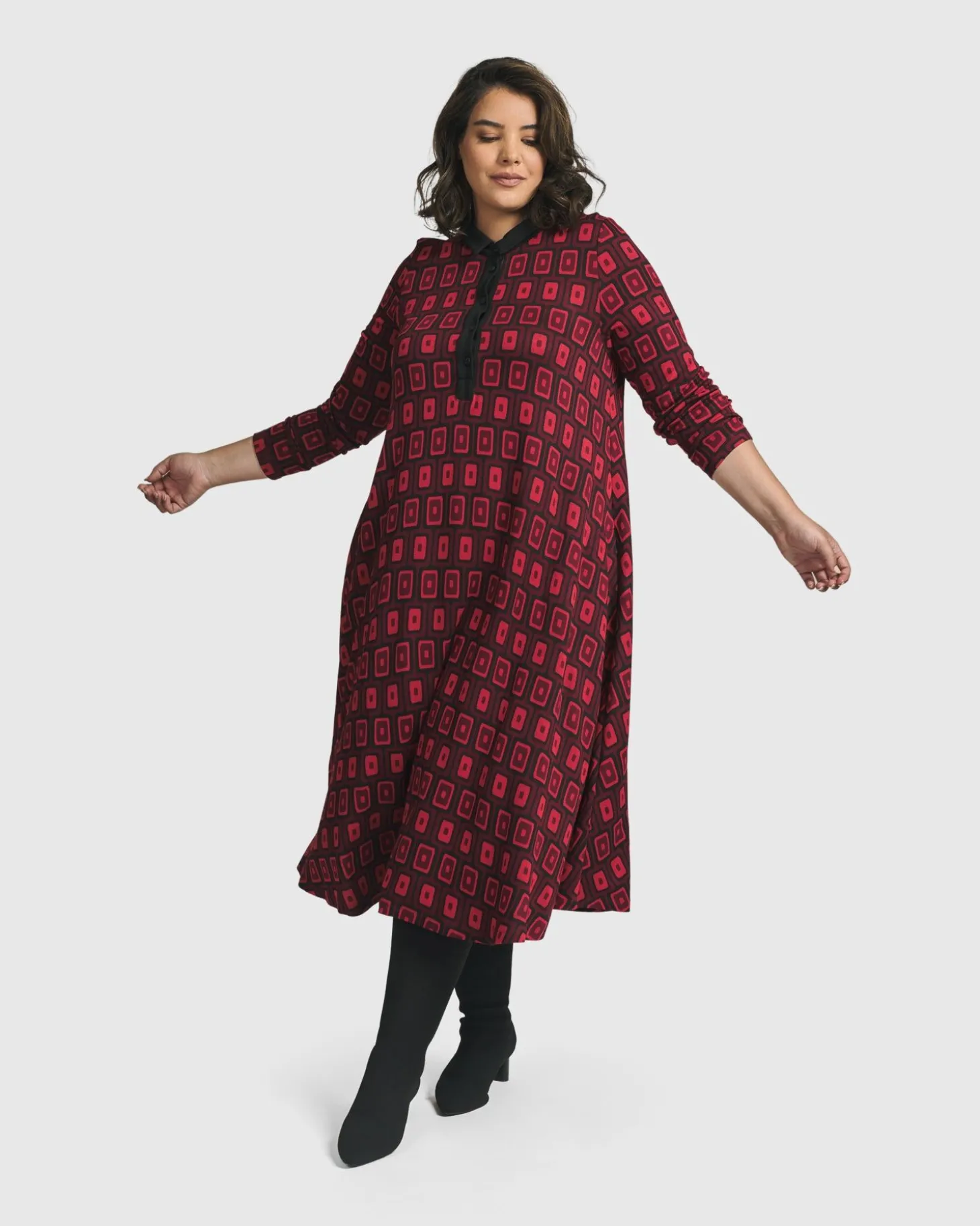 Dynamite Shirt Dress, Red