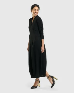 Elvira Cocoon Dress, Black