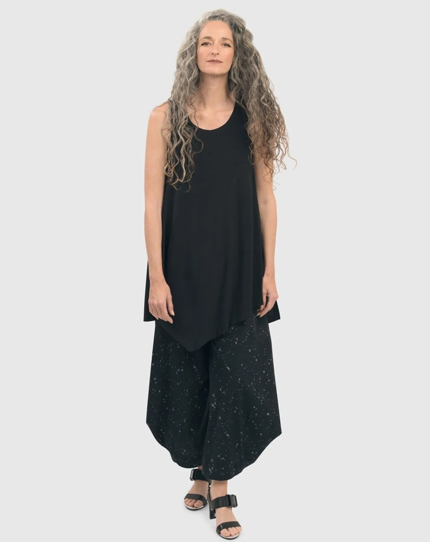Essential Asymmetrical Tunic Tank Top, Black