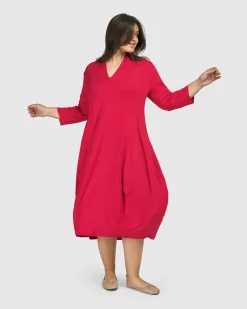 Essential Cocoon Dress, Red Rose