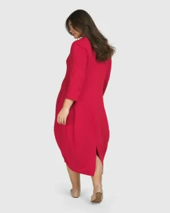 Essential Cocoon Dress, Red Rose