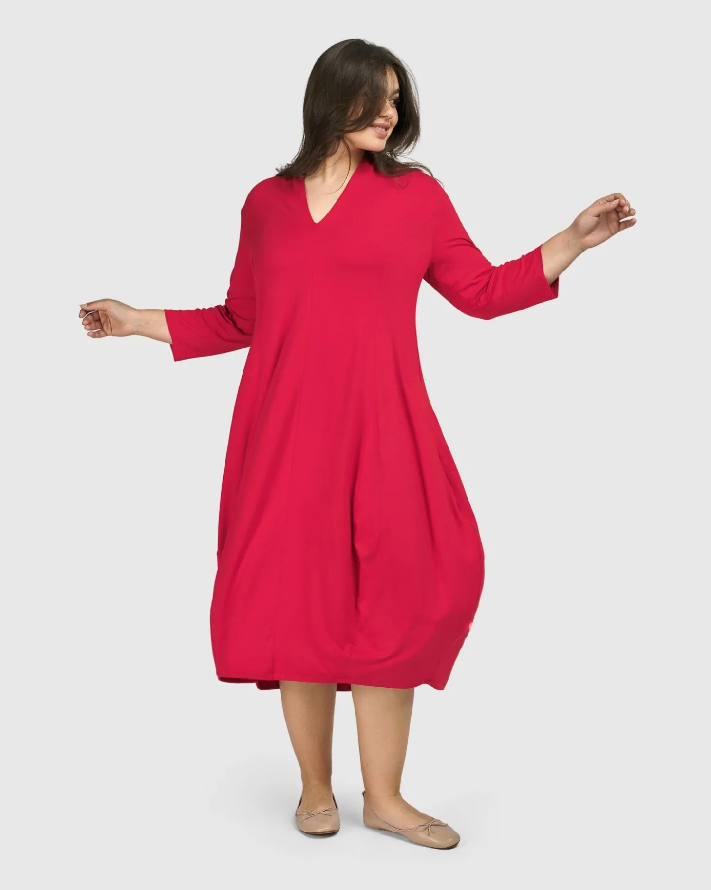 Essential Cocoon Dress, Red Rose