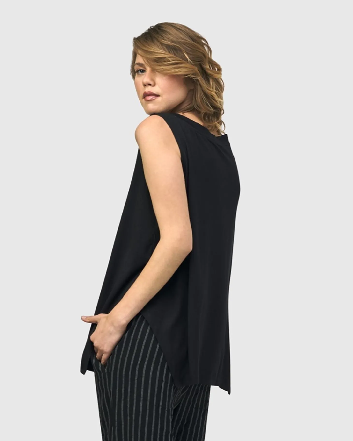 Essential Cutaway Tank Top, Black