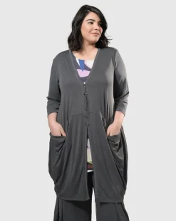 Essential Draped Cocoon Jacket, Grey