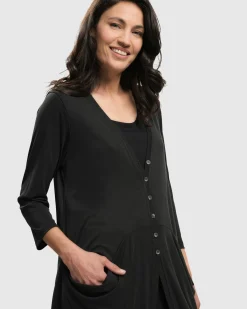 Essential Draped Cocoon Jacket, Charcoal