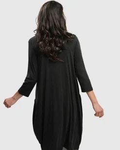 Essential Draped Cocoon Jacket, Charcoal
