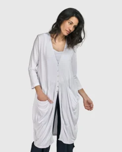 Essential Draped Cocoon Jacket, White