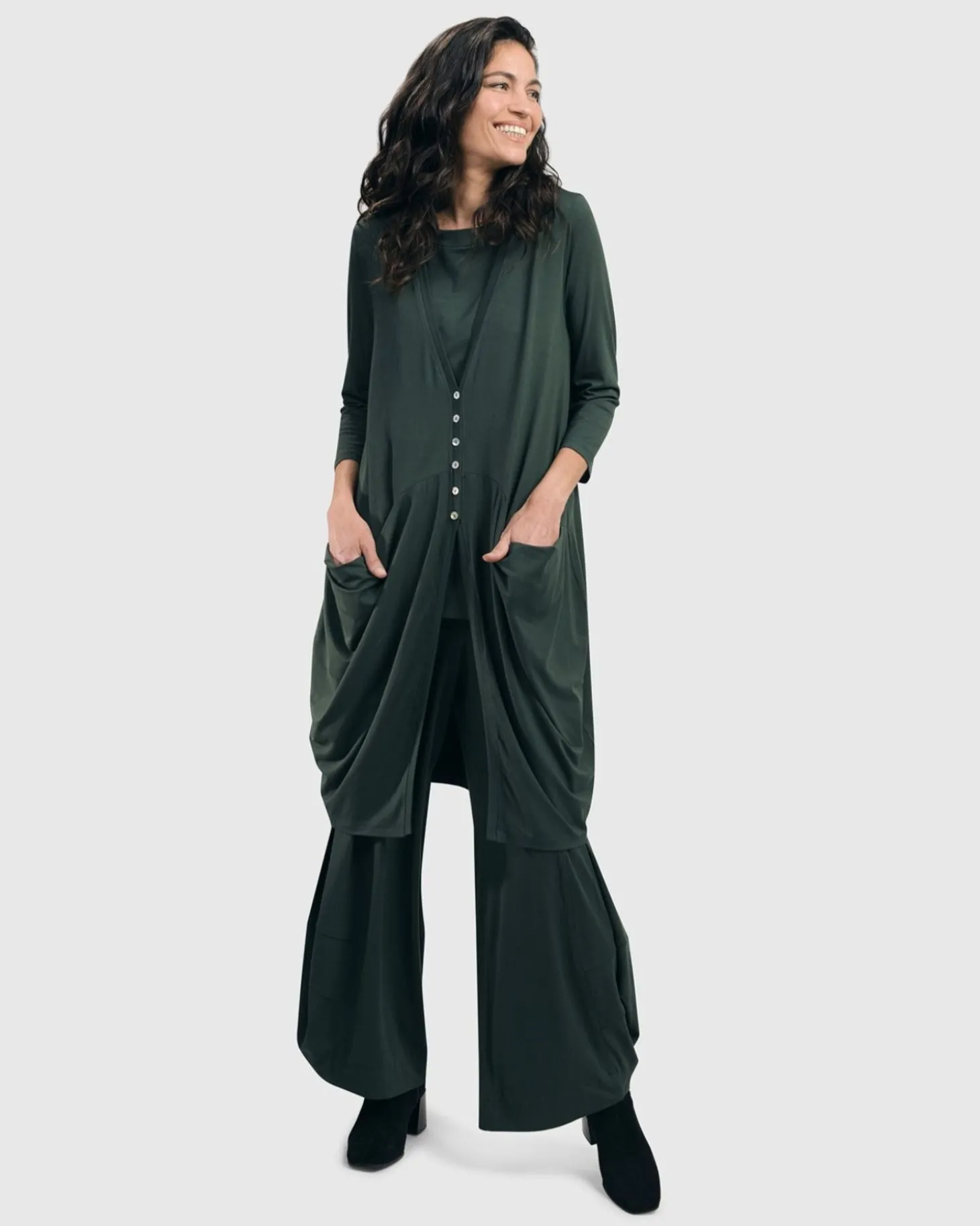 Essential Draped Cocoon Jacket, Green