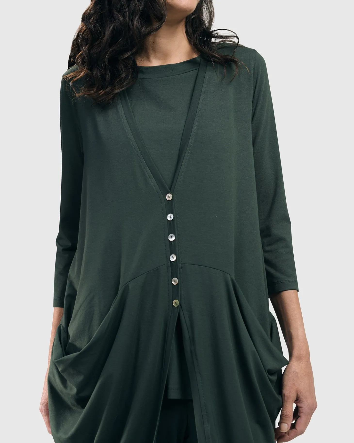 Essential Draped Cocoon Jacket, Green