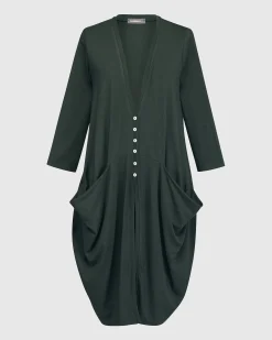 Essential Draped Cocoon Jacket, Green