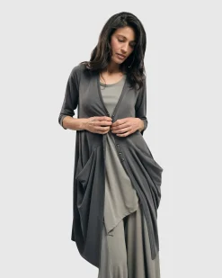 Essential Draped Cocoon Jacket, Grey