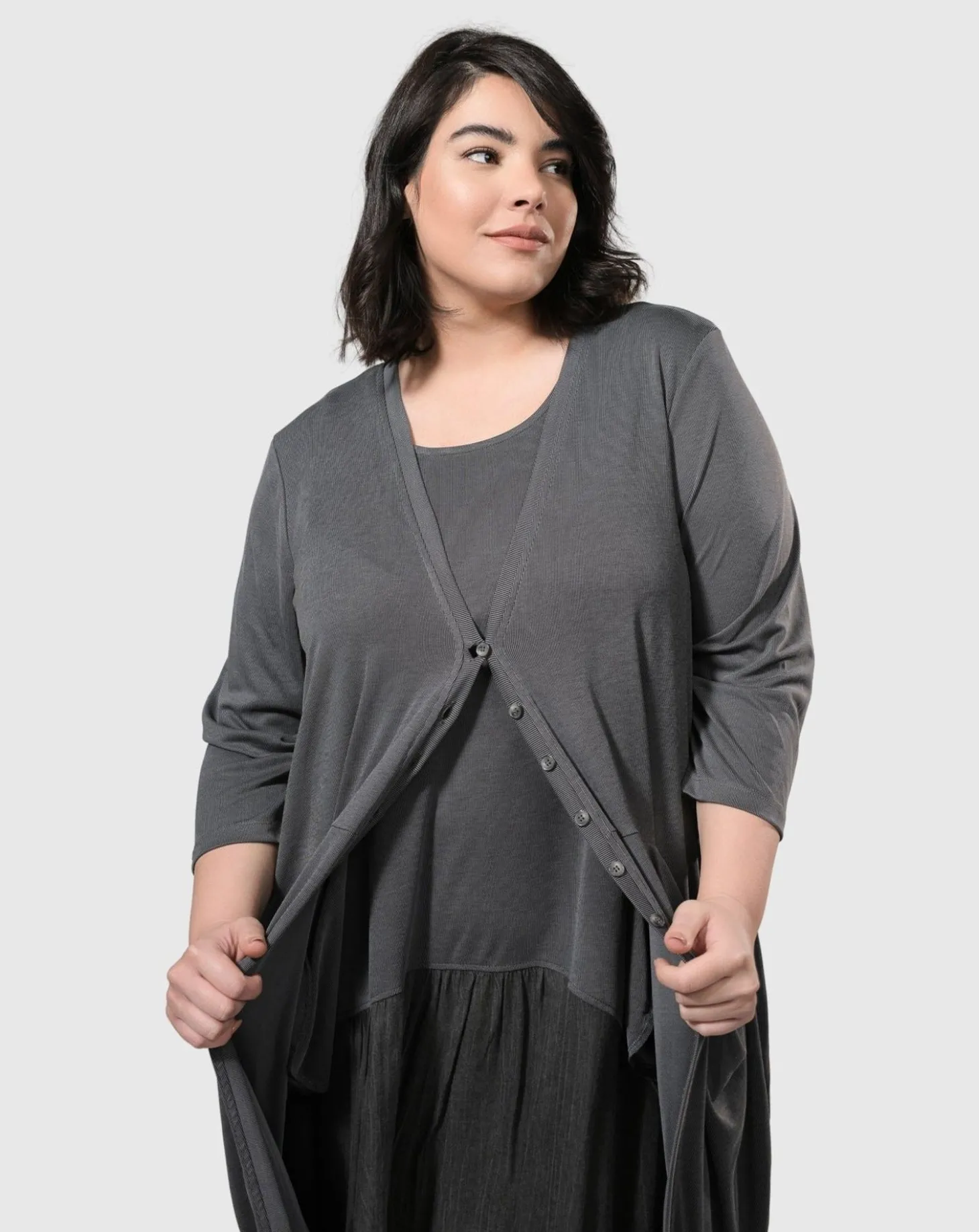 Essential Draped Cocoon Jacket, Grey