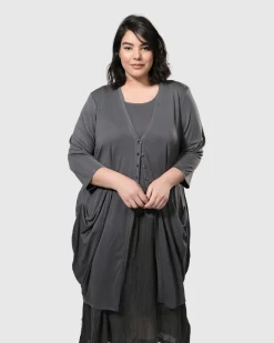 Essential Draped Cocoon Jacket, Grey