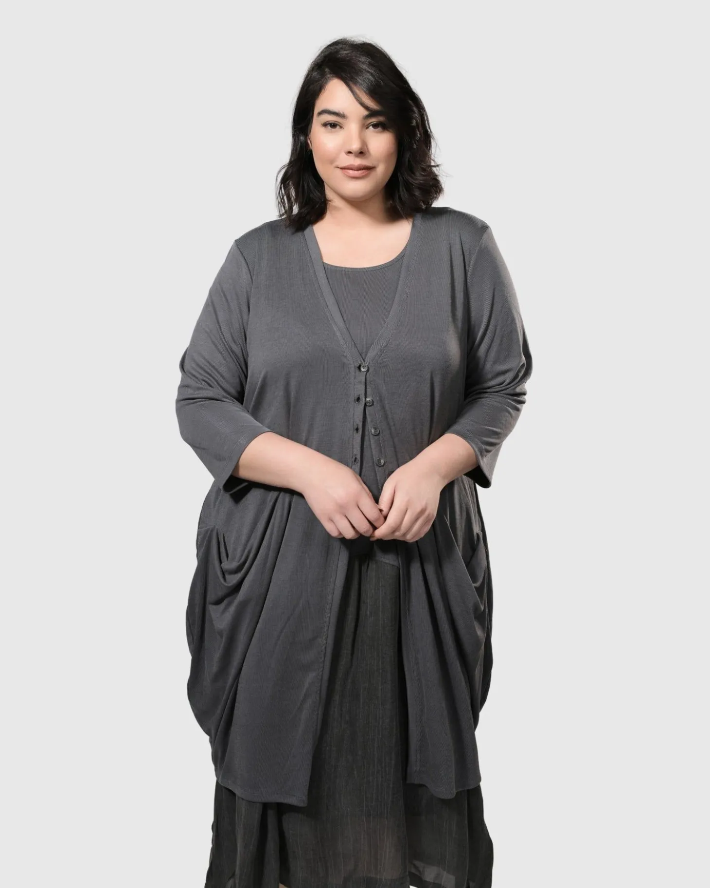Essential Draped Cocoon Jacket, Grey