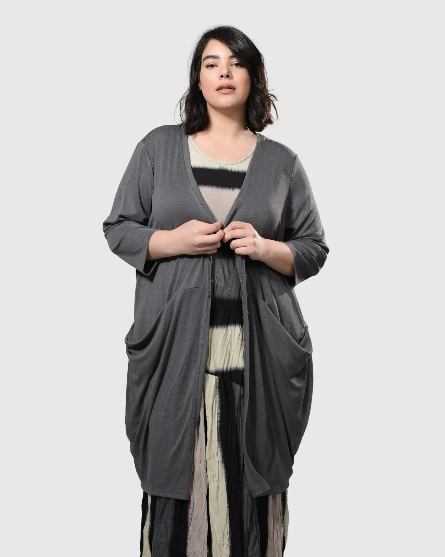Essential Draped Cocoon Jacket, Grey
